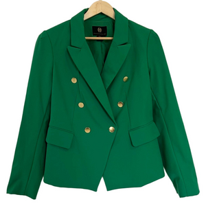 Emerald Green House of Harlow 1960 Green Double-Breasted Blazer Gold Buttons